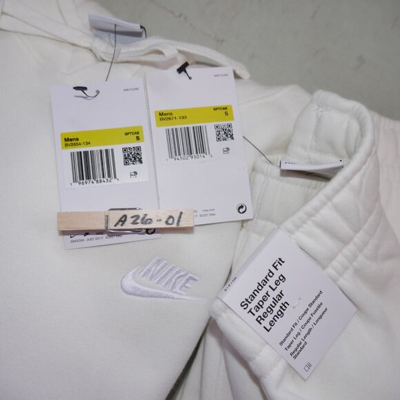 Nike Club Fleece 2 Piece Sweatsuit Men's Ivory Tracksuit Outfit Gift Set NWT - Picture 11 of 13